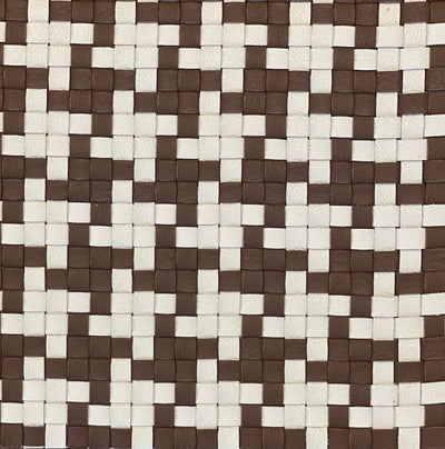 5mm Porsche Pepita Leather Weave in Brown and White