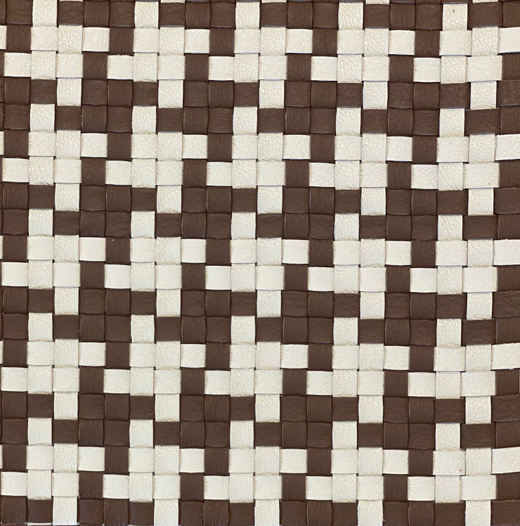 5mm Porsche Pepita Leather Weave in Brown and White