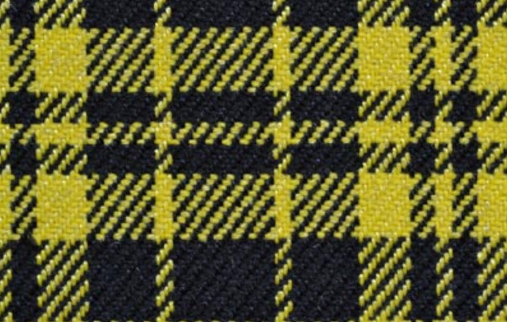 Vintage Plaid Wool Fabric - Black/Yellow - Opel
